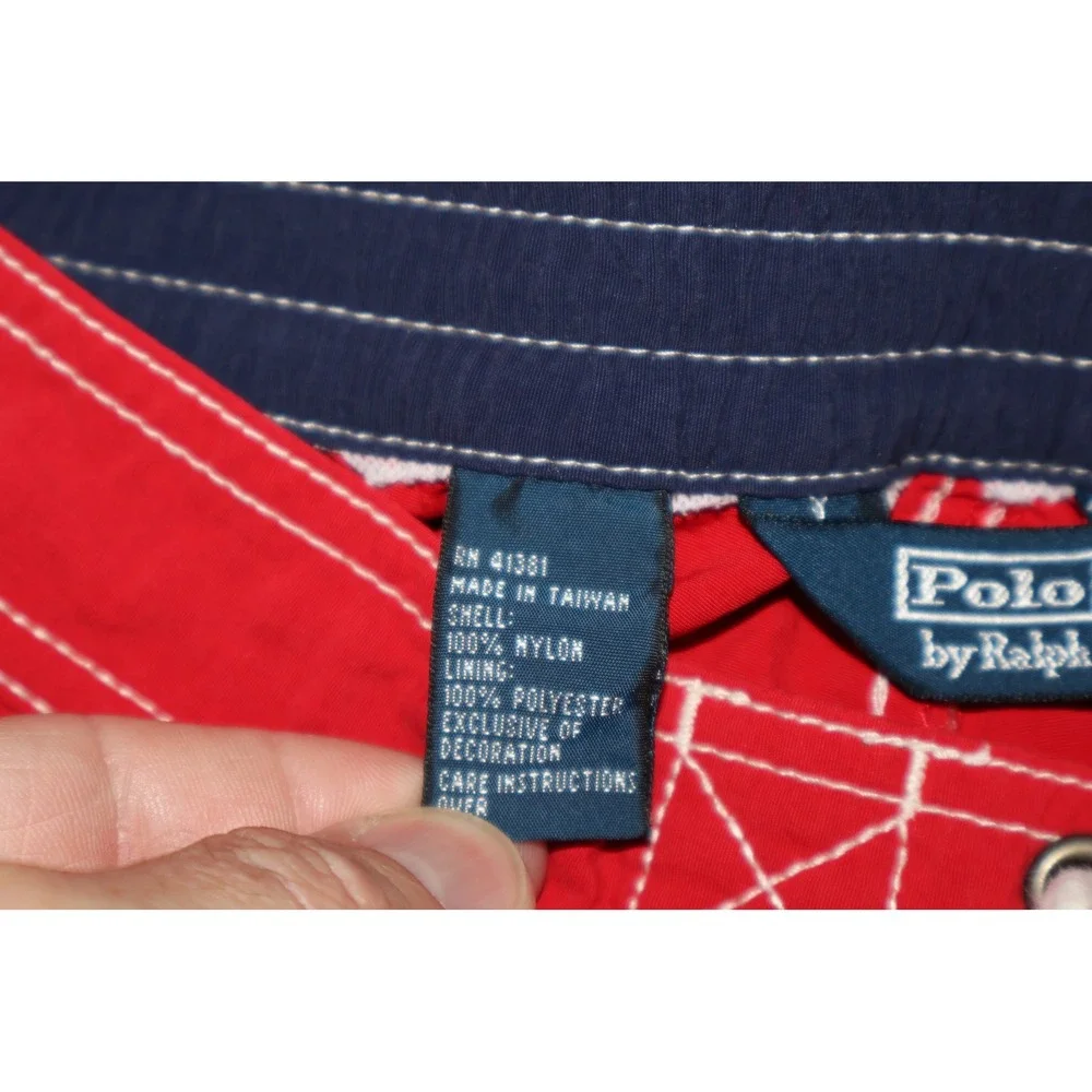 Polo Ralph Lauren Swim Shorts Mens Large Red Cargo Pocket Board Trunks
